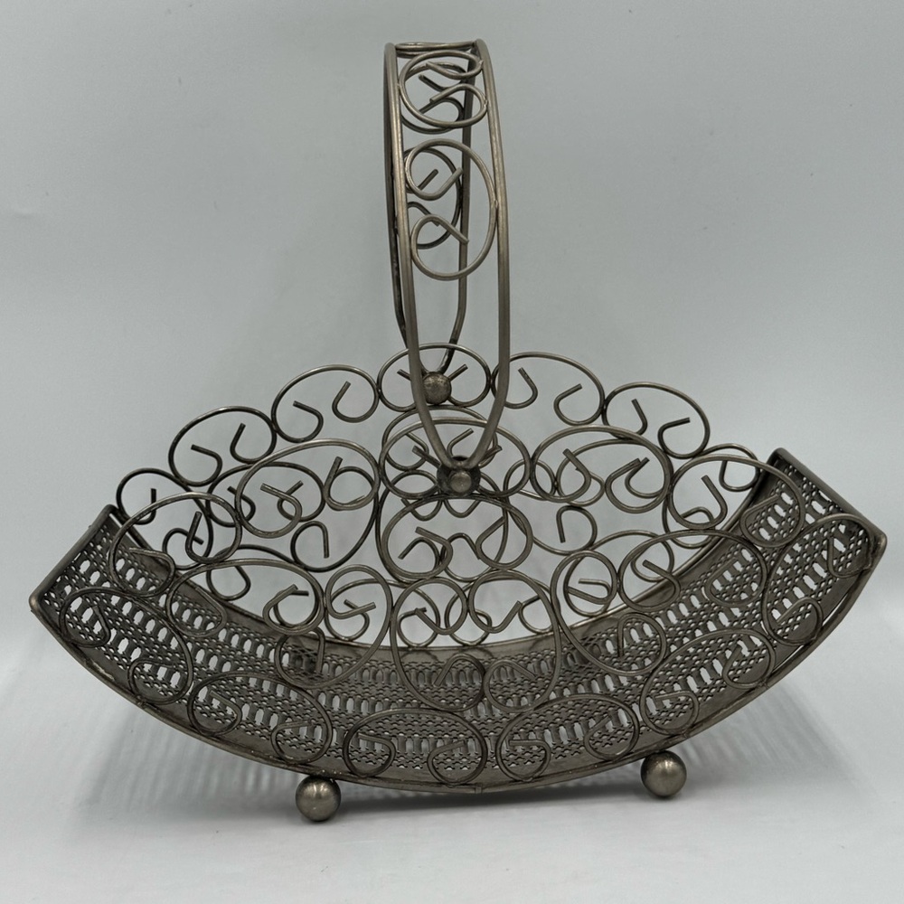 Vintage Raimond Silver Plated Basket with Handle Footed 1960s